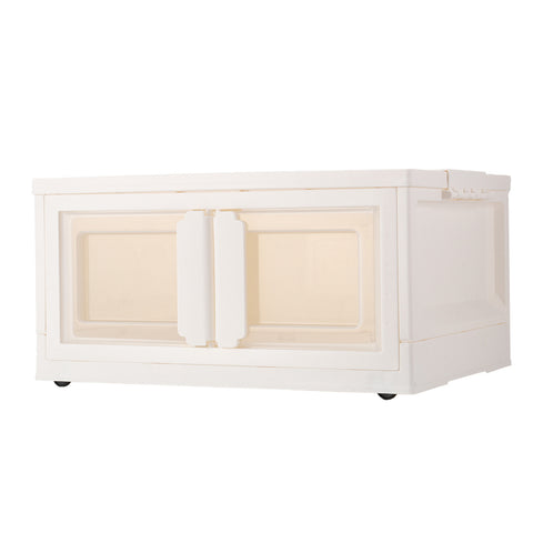 Livingandhome Double-Door Collapsible Storage Organizer Box with Wheels, CT0171