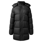 Mid-Length Quilted Coat with Detachable Hood & Pockets, CC062046
