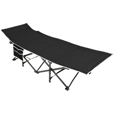 Klappbares Feldbett für Camping und Mittagspause in Schwarz 190 cm lang, OF220074 (DE)