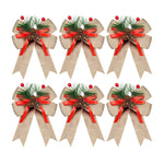 Premium 6-Pack Christmas Bows Adorned with Pine Cones and Green Needles, SP3068 (Ver.2)