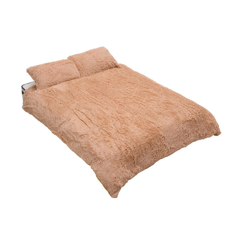 3Pcs Single Side Faux Mink Fleece Bedding Duvet Cover with 2 Pillowcases, HT390365
