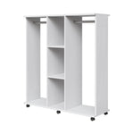 Freestanding Open Wardrobe with 2 Hanging Bars, Shelves & Wheels, FB490029