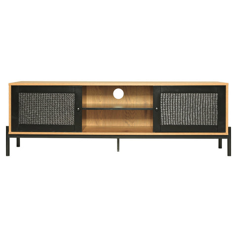 Livingandhome Entertainment Centre TV Storage Cabinet with Rattan Doors, JM2218