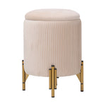 Modern Pleated Storage Ottoman with Metal Base, FL050134