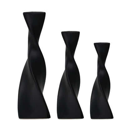 3-Piece Twisted Geometry Ceramic Vase Set, HF070487