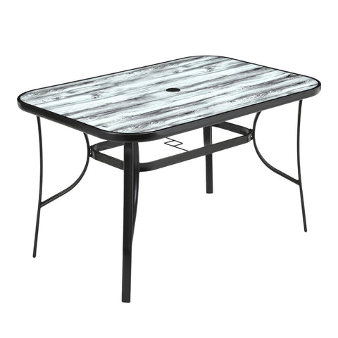 Livingandhome Garden Tempered Glass White Wood Grain Coffee Table, LG1304