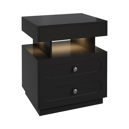 Modern 3-Drawer Bedside Table with RGB Lighting, FB490091 (Ver.2)