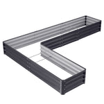 Livingandhome L-Shaped Galvanized Steel Raised Garden Bed Charcoal Black, PM1273