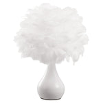 European Style E27 White Feather Table Lamp Bedside Fixtures - Warm Light, SW0908