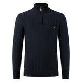 Casual Drop Shoulder Long Sleeve Quarter-Zip Knitted Pullover Jumper, CC291391