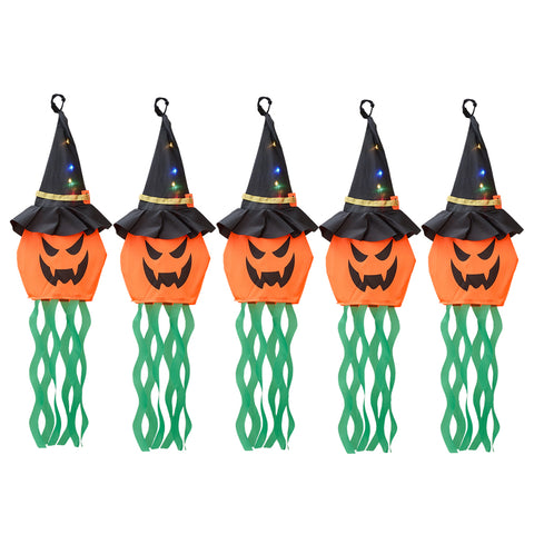 5pcs Halloween Decorations Ghost Pumpkins with LED Lights, IF540093 (Ver.2)