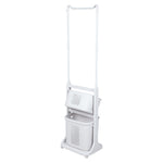 2-Tier Plastic Rolling Laundry Baskets with Hanging Rack, WZ0275