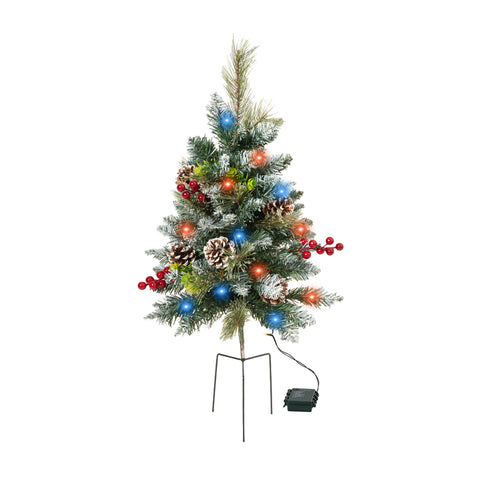 Pre-Lit Artificial Christmas Tree Urn Filler with Tripod Stake, IF070170