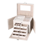 Sheonly Large Multi Tier Faux Leather Jewellery Storage Box with Handle, SW0817