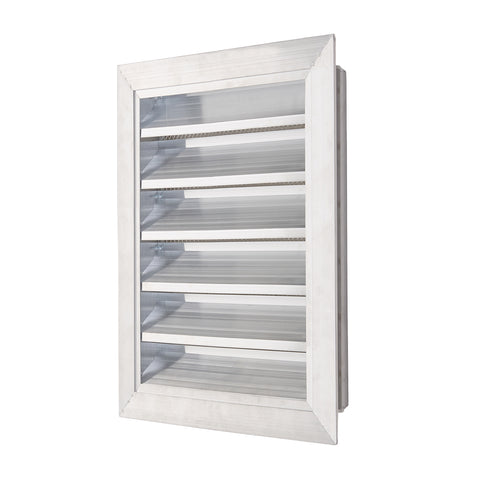 Weather Fixed Louvre Ventilation Grille Aluminium Finish with Mesh, JC0127