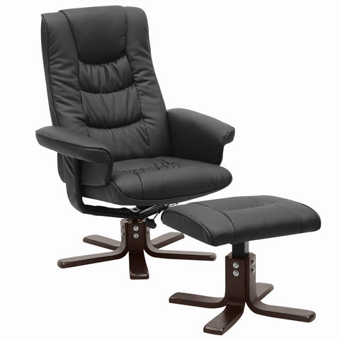 Livingandhome Upholstered Swivel Recliner Chair with Ottoman, FA0624