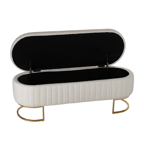 126x43x47cm White Upholstered Storage Bench Foot Rest, ZH1769 (Ver.2)