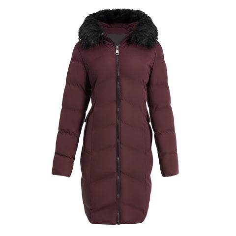Polyester Quilted Coat with Faux Fur Hood, CC060766 (VER.2)