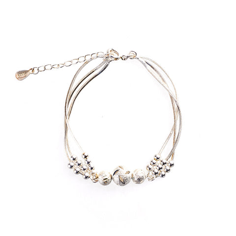 Elegant Silver Plated Beaded Bracelet, CA290005 (Ver.2)