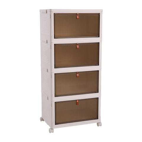 Lifeideas 4-layer Thicken Foldable Shoe Storage Box with Wheels, SW0780