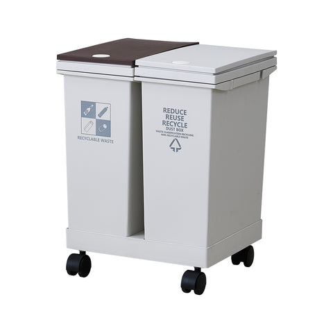 40L Dual-Compartment Dry Wet Separation Trash Bin with Lids, WM0816