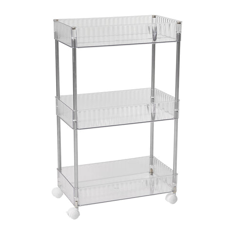 Lifeideas Three-Tier Clear Plastic Household Storage Rack with Wheels, SW0786