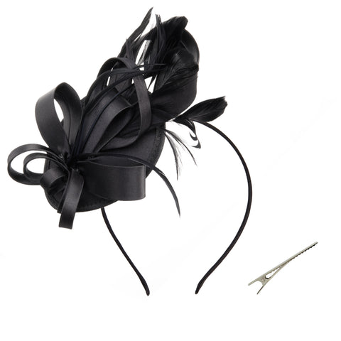 Black Feather Satin Fascinator, DQ0011 (Ver.2)