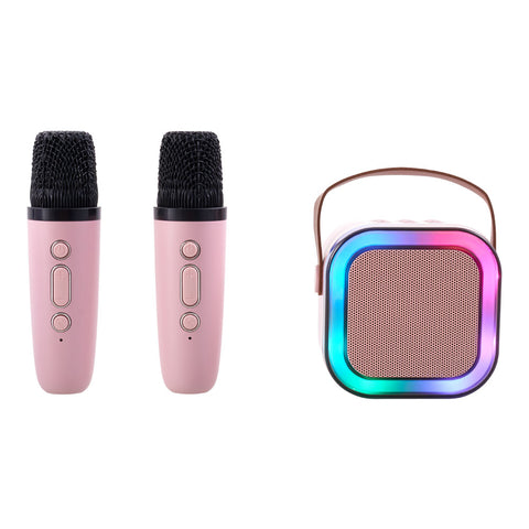Portable Karaoke Speaker with Two Wireless Microphones and RGB Lights, DF380007