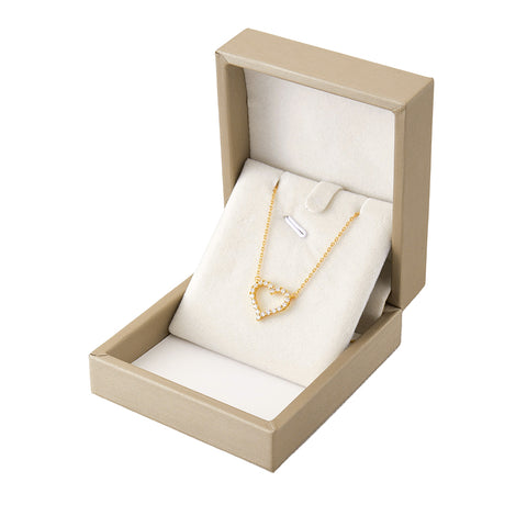 Heart-Shaped Pendant Necklace in Copper with Cubic Zirconia Accents, CA290072 (Ver.2)