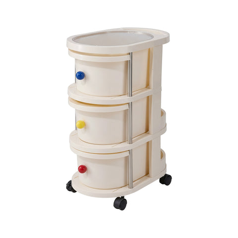 Cream 3-Tier Rolling Storage Organiser with Pull-Out Drawers, HM070198