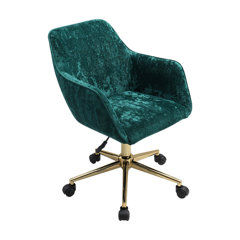 Livingandhome Velvet Upholstered Home Office Swivel Task Chair with Gold Base, XY0632
