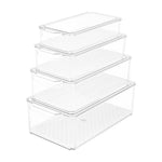 Set of 4 Stackable Clear Fridge Organisers Storage Boxes, HS320062