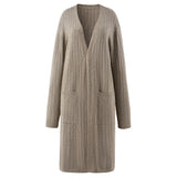 Long Ribbed Knit Open-Front Cardigan, CC061807