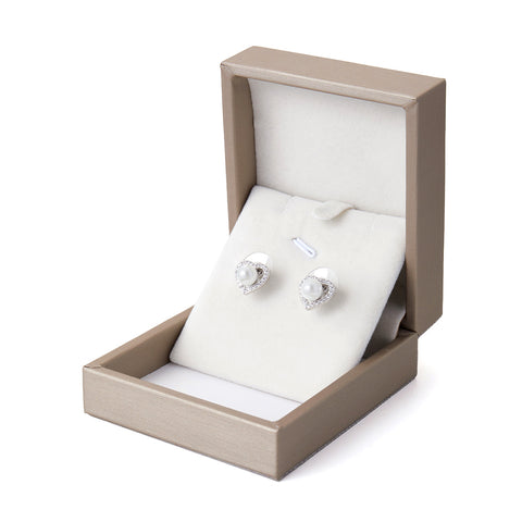 Heart Shape Stud Earrings with Shell Beads, CA290055