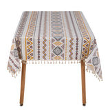 Bohemian Style Linen-Look Tablecloth with Tassels, HF390259