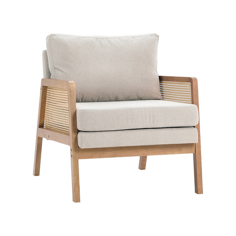 H&O Direct Cushioned Wood Armchair, ZH1277