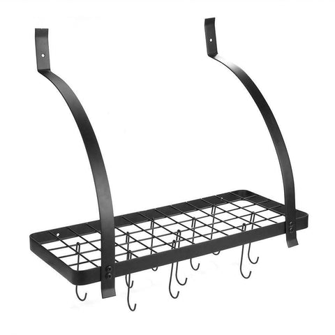 Livingandhome Hanging Metal Saucepan Pan Pot Rack with Shelf and Hooks, WH0799