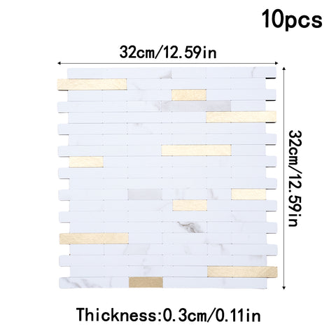 10Pcs Self-Adhesive Marble Wall Tile Stickers, HF070394