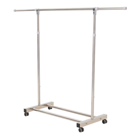 Adjustable Stainless Steel Single-Rod Clothes Drying Rack with Wheels, FB070009 (Ver.2)