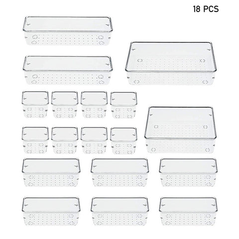 18-Piece Transparent Desktop Organisers, CT0455