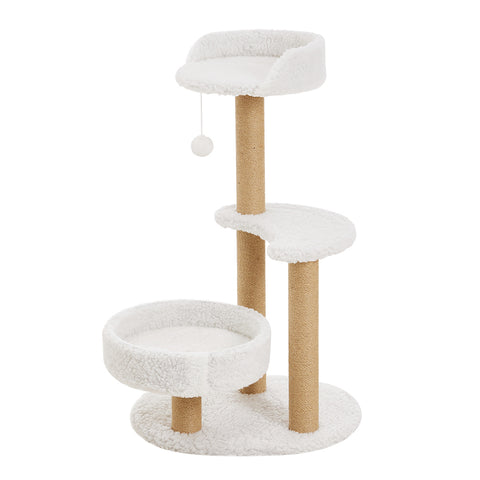 4-stöckiger Kratzbaum für Katzen mit Liegeflächen und Spielball, FI1182 (DE)