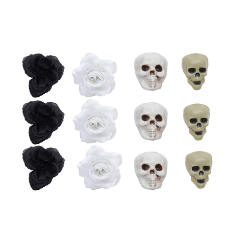 Livingandhome Set of 12 Halloween Skulls Roses Ornament Set , SW0577
