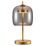 Livingandhome Smoked Glass Bedside Table Lamp Brass Base, FI0778