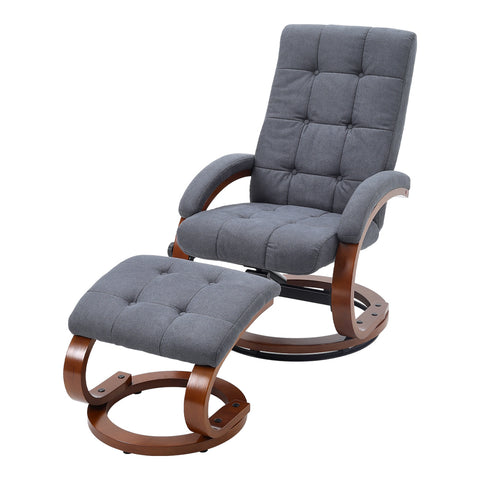 Livingandhome Swivel Velvet Recliner with Footrest, FA0601