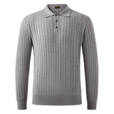 Long-Sleeve Polo Collar Cable-Knit Jumper, CC291553
