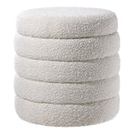Beige Upholstered Round Storage Ottoman for Bedroom Living Room and Makeup Room, ZH1673 (Ver.2)