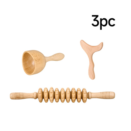 3 In 1 Handheld Wooden Therapy Massage Tools, BS540039
