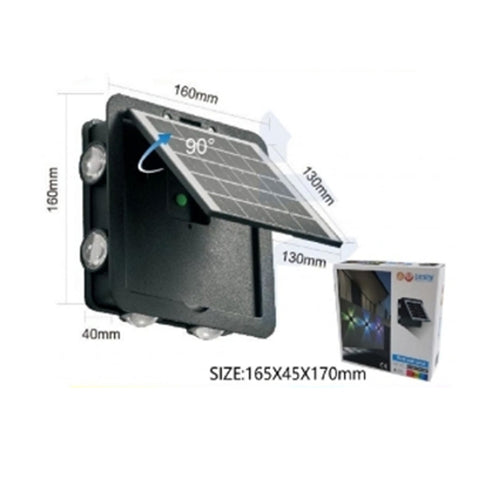 4-Way LED Solar Wall Light, RGB, AJ1001