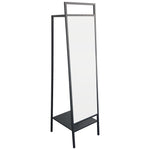 Livingandhome Metal Floor Mirror with Coat Rack Black, FI0571