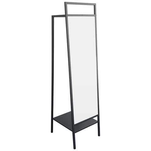 Livingandhome Metal Floor Mirror with Coat Rack Black, FI0571